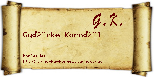 Györke Kornél névjegykártya